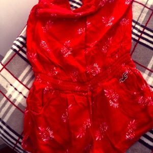 Hollister Romper in Red with white accents